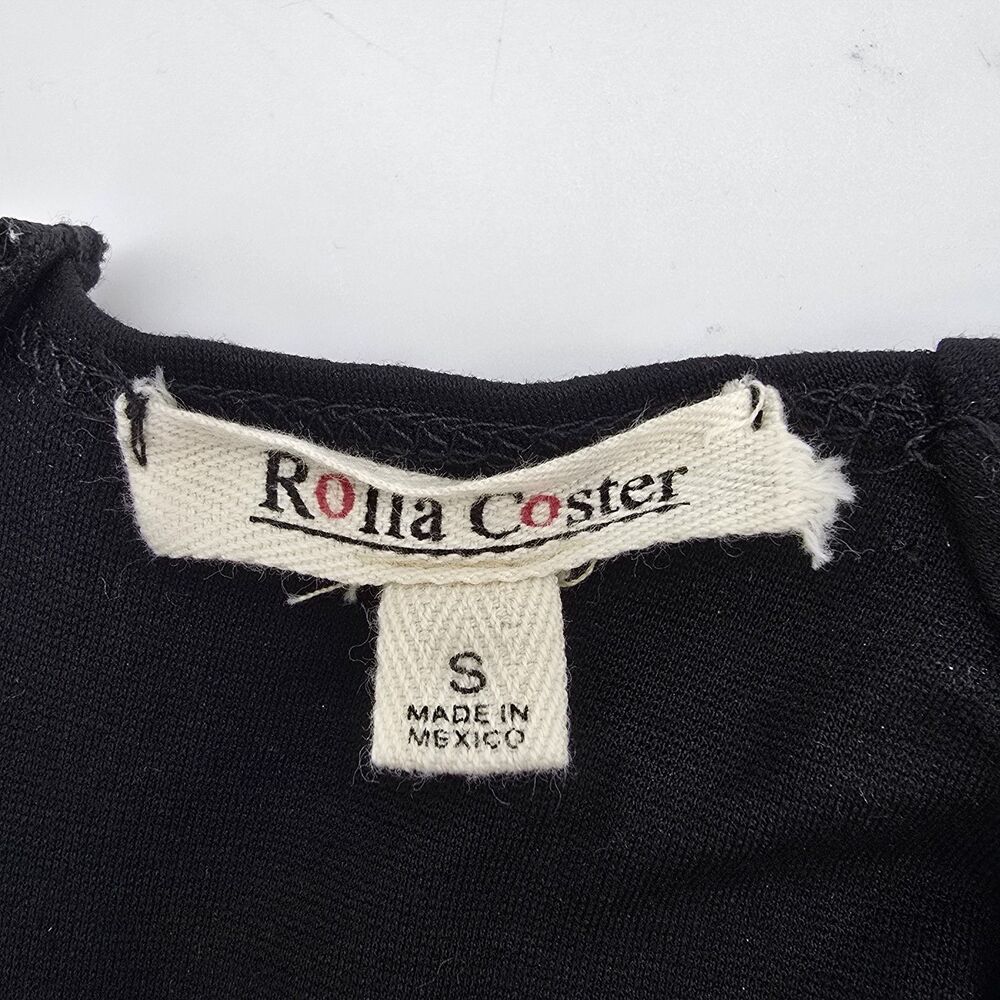 Rolla Coster Body Con Dress Women's S Black Plunge Neck Gold Zipper - Picture 4 of 6